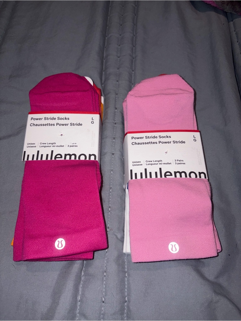 NWT 6 PAIR lululemon athletica Power Stride Crew Socks - Hot Pink & Light Pink